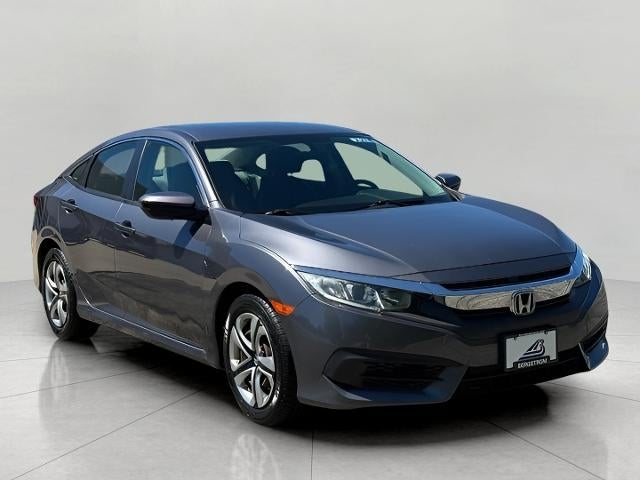 2018 Honda Civic LX CVT in Modern Steel Metallic — front three-quarter view
